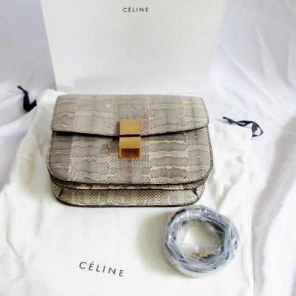 Celine Handbags - NEW CELINE MEDIUM BOX FLAP BAG VANILLA Purs PYTHON